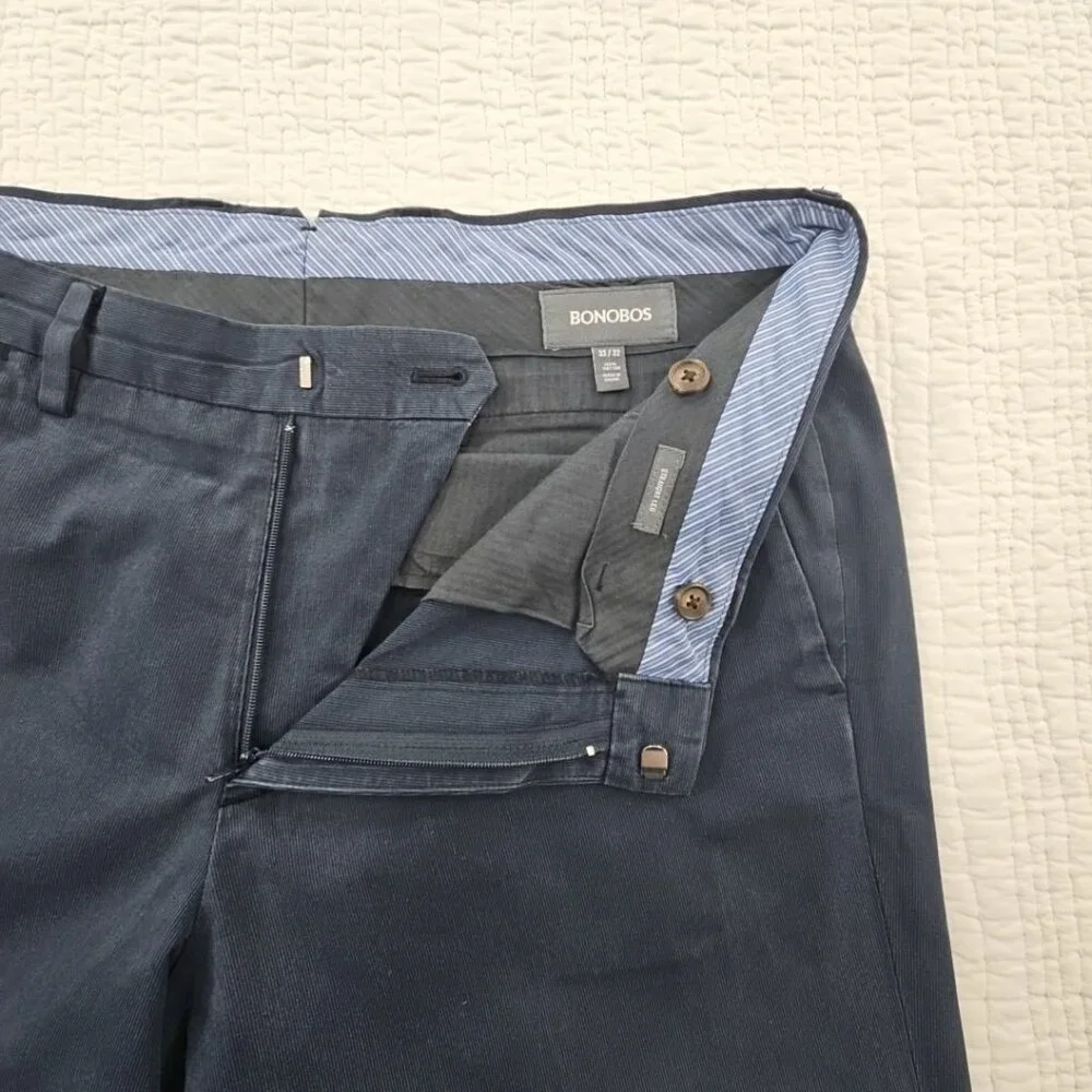 Bonobos Slim Straight Chino Pants‎ Khaki Men’s 33x32 100% Cotton Flat Front EUC
